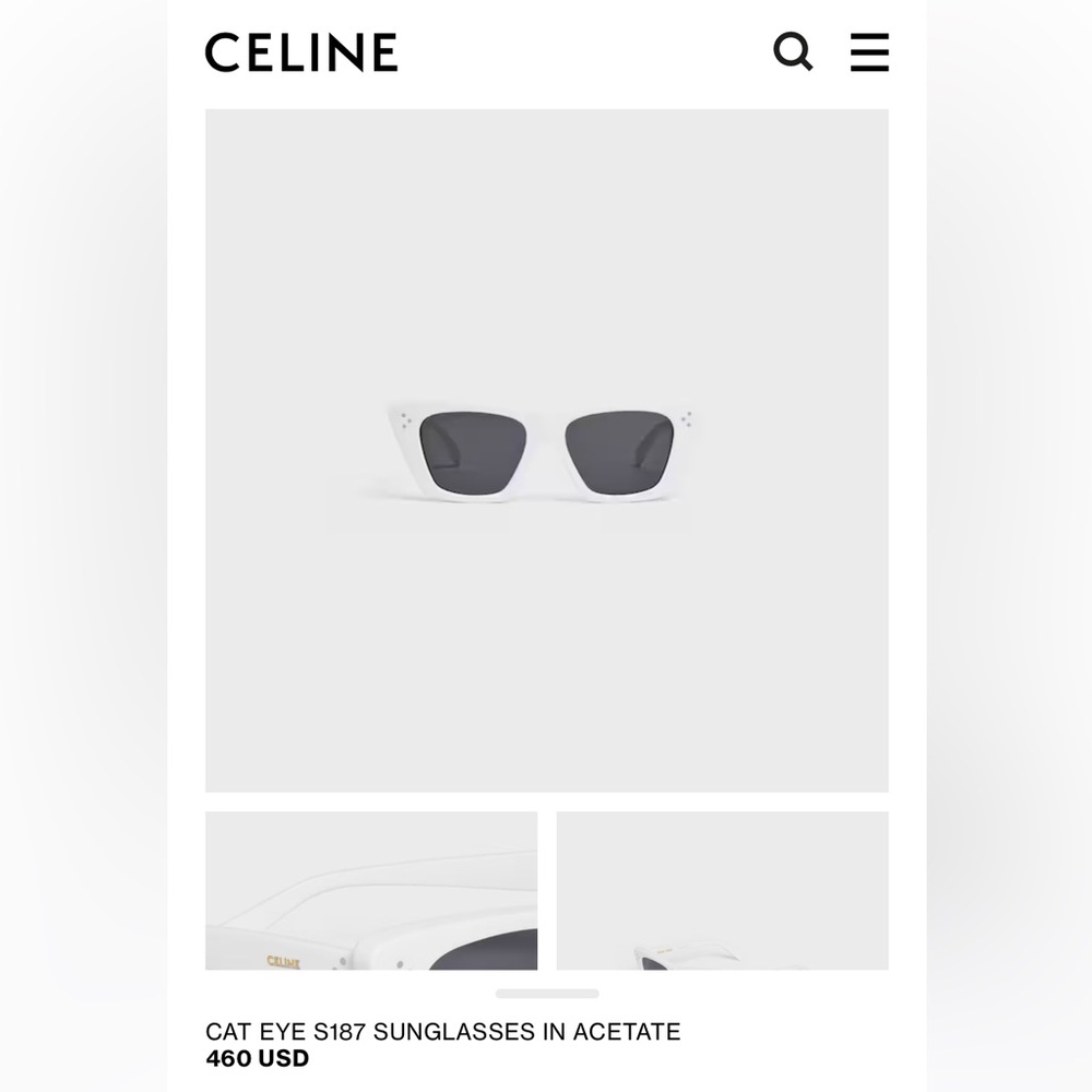 Celine The Edge Ivory Square Cat Eye Sunglasses - Picture 11 of 11